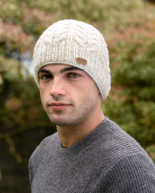 Image for Erin Knitwear Aran Cable Pullon Hat, White