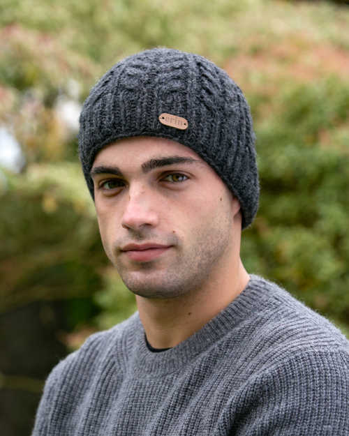 Image for Erin Knitwear Aran Cable Pullon Hat, Charcoal