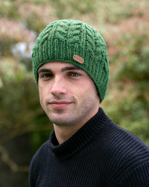 Image for Erin Knitwear Aran Cable Pullon Hat, Green
