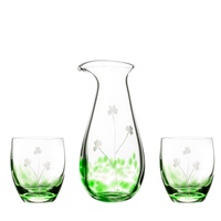Image for Irish Handmade Glass Shamrock Carafe/Tumblers Set