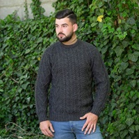 Image for Mens Traditional Aran Crew Neck Sweater, Charcoal