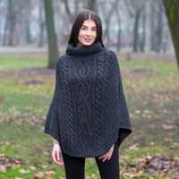 Image for Cable Stitch Poncho, Charcoal