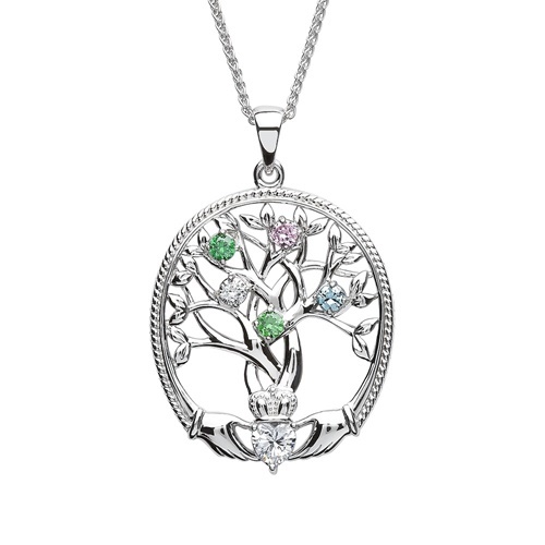 Personalized Family Tree Necklaces | 5 Birthstone Family Tree Pendant