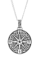 Image for Spirit of the Celt Earth Collection Sterling Silver Gents Compass Pendant