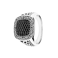 Image for Spirit of the Celt Hunter Collection Sterling Silver Black Gents Spinel Ring