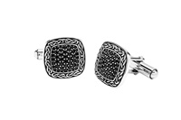 Image for Spirit of the Celt Water Collection Sterling Silver Black Gents Spinel Cufflinks