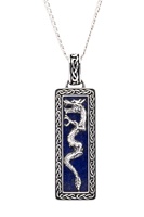 Image for Spirit of the Celt Water Collection Sterling Silver Gents Lapis Dragon Pendant