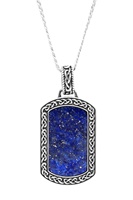 Image for Spirit of the Celt Water Collection Sterling Silver Gents Lapis Dog Tag Pendant