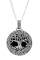Image for Spirit of the Celt Sky Collection Sterling Silver Gents Onyx Tree of Life Pendant