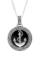 Image for Spirit of the Celt Sky Collection Sterling Silver Gents Onyx Anchor Pendant
