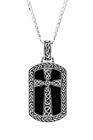 Image for Spirit of the Celt Sky Collection Sterling Silver Gents Onyx Cross Pendant