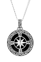 Image for Spirit of the Celt Sky Collection Sterling Silver Gents Onyx Compass Pendant