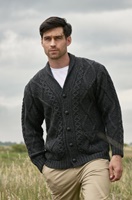 Image for Aran Crafts Shawl Collar Gents Cardigan Charcoal