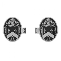 Silver Personalised Oval Family Coat of Arms Cuff Links, Medium