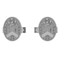 10K White Personalised Oval Family Coat of Arms Cuff Links, Medium