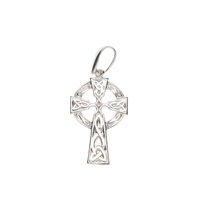Image for Precious Ireland Sterling Silver Celtic Cross with Trinity Detail Necklace