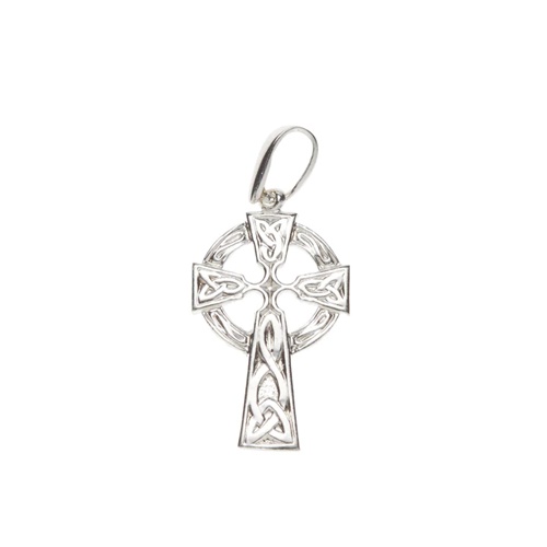 1-1/8 Inch Sterling Silver Celtic Figures Cross Necklace