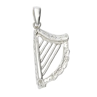 Image for Precious Ireland Sterling Silver Large Harp Necklace