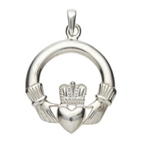 Image for Precious Ireland Sterling Silver Large Claddagh Necklace