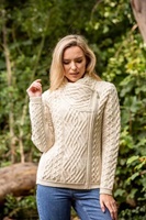 Image for Ladies Cable Knit Side Zip Cardigan Natural