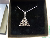 Image for Precious Ireland Sterling Silver 4 Trinity Triangle Necklace