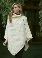 Image for Aran Crafts Tipperary Cowl Neck Poncho, Natural