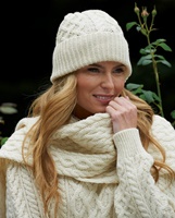 Image for Aran Crafts Trellis Pattern Merino Wool Hat, Natural