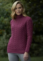 Image for Aran Crafts The Hearts High Neck Sweater, Magenta