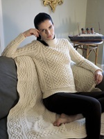 Image for Aran Crafts The Hearts High Neck Sweater, Natural