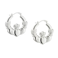 Sterling Silver Claddagh Hoop Earrings, Medium