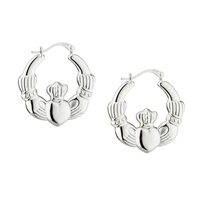 Image for Sterling Silver Claddagh Hoop Earrings, Medium