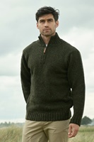 Aran Crafts Kilcar Half Zip Sweater, Forest Green