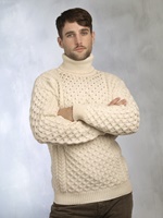 Image for Aran Crafts Carrick Merino Roll Neck Sweater, Natural