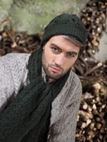 Image for Aran Crafts Merino Wool Irish Traditional Honeycomb Scarf, Army Green