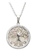 Image for Shanore Sterling Silver and Mother Of Pearl Tree Of Life Necklace