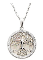 Shanore Sterling Silver and Mother Of Pearl Tree Of Life Necklace