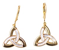 Image for 14kt Gold Vermeil Mother of Pearl CelticTrinity Knot Earrings