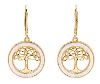 Image for 14kt Gold Vermeil Mother of Pearl Tree of Life Earrings