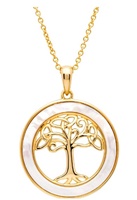 Image for 14kt Gold Vermeil Mother of Pearl Tree of Life Necklace