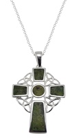 Image for Connemara Marble Sterling Silver Celtic Cross Pendant