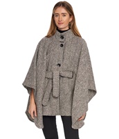 Image for Jimmy Hourihan Cape in Herringbone Tweed with Belt, Black/White