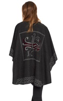 Image for Jimmy Hourihan Shawl with Celtic Knot Border and Design Charcoal Grey/Burgundy