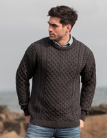 Image for Aran Crafts Kildare Merino Wool Unisex Irish Sweater, Charcoal