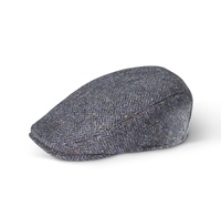 Image for Tailored Herringbone Irish Tweed Cap, Navy by Fia