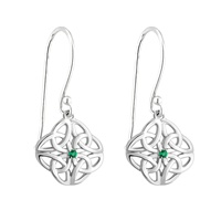 Image for Sterling Silver Crystal Celtic Knot Drop Earring