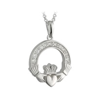 Image for Solvar Sterling Silver CZ Claddagh Pendant