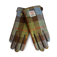 Image for Islander Ladies Gloves with HARRIS TWEED - Chestnut Blue Tartan