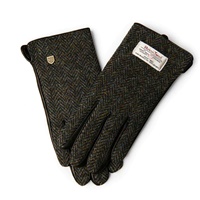 Image for Islander Ladies Gloves with HARRIS TWEED - Black/Grey Herringbone