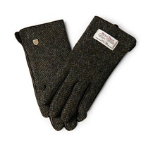 Islander Ladies Gloves with HARRIS TWEED - Black/Grey Herringbone