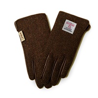 Image for Islander Ladies Gloves with HARRIS TWEED - Coffee Herringbone